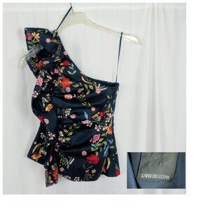 C/MEO Collective Floral Ruffle Top XX Small Blue One Side
